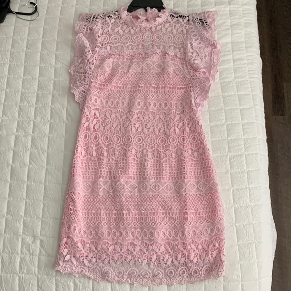 Boutique poofy shoulder dress with slip underneath WORN ONCE!!